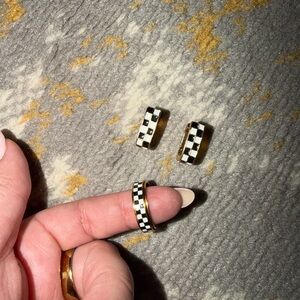 Checkered Black and White Hoop Earrings